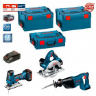 Kit 3 outils PSL3WGM2B scie sauteuse, scie circulaire et scie sauteuse Bosch (2 x 4,0 Ah + chargeur + 3 coffrets)