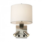 Applique belmont, nickel brossé, abat-jour blanc, 2 led et ampoule e14