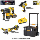 Kit marteau perforateur burineur, perceuse visseuse et meuleuse DeWALT (2x6,0 Ah + chargeur + coffre roulettes)