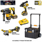 Kit marteau perforateur burineur, perceuse visseuse et meuleuse DeWALT (3x6,0 Ah + chargeur + coffre roulettes)