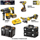 Kit perforateur burineur, perceuse visseuse, meuleuse 54V/18V DeWALT (3 x 9,0 Ah + chargeur + 2 coffrets)