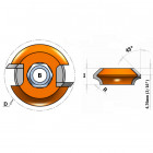 Fraise disque hw z2  f=8 d=38x12,7 r4,75 et 45° chanfrein 822.029.11