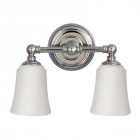 Applique huguenot lake, chrome poli et verre opale, 2 ampoules