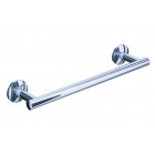 Porte serviette mural fixe en laiton chromé serie miami 500 mm à fixer ou à coller ( colle vendue séparemment ) inclus 2 crochets plastique à clipse