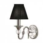 Applique polina, nickel et cristal, abat-jour noir