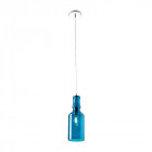 Suspension lancaster, chrome et verre bleu
