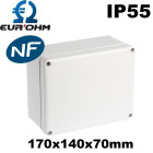 Boite de dérivation étanche ip55 960°c face lisse eurohm dimensions 170x140x70 avec couvercle standard