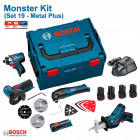 Kit visseuse à choc, meuleuse angulaire, découpeur-ponceur, scie sabre 12V Bosch (lampe + 4x1,5Ah + chargeur + coffret)