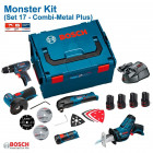 Kit perceuse-visseuse, meuleuse, scie sabre, découpeur-ponceur 12V Bosch (lampe + 4x1,5 Ah + chargeur + coffret)