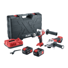 Lot Perceuse à percussion PD 2G 18.0-EC + Meuleuse ID 1/4' 18.0-EC FLEX + 2 batterie 5.0Ah, chargeur - 516198