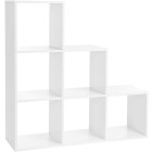 Étagère escalier meuble de rangement 6 compartiments 97,5 x 29 x 97,5 cm - blanc
