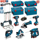 Kit 6 outils électroportatifs PSL6M3A Bosch (3x4,0Ah Li-Ion + chargeur + 4 coffrets + caddy)
