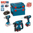 Kit perforateur burineur, perceuse visseuse à percussion et boulonneuse à chocs Bosch (2 x 4,0 Ah + chargeur + 2 coffrets)
