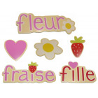 Motifs en bois fraise (lot de 6)