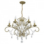 Suspension dorée crystal 6 ampoules 97 cm