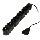 Bloc multiprises parafoudre 8 prises 16A avec interrupteur noir