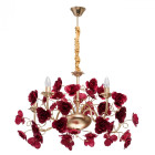 Chandelier rouge flora 5 ampoules 88 cm