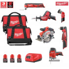 Kit 6 outils électroportatifs 12V MWK126AD3 + 3 x 2,0 Ah + chargeur + 2 sac à outils M Milwaukee