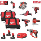 Kit 7 outils électroportatifs 12V MWK127AM3 + 3 batteries 4,0 Ah + chargeur Milwaukee