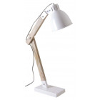 Lampe de bureau en métal blanc et bois