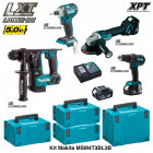 Kit 4 outils électroportatifs MSM4T3BL3B + 3 x 5,0 Ah + chargeur + coffres de rangement Makpac Makita