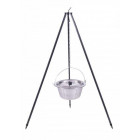 Chaudron en acier inoxydable sur trépied