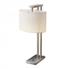 Lampe de table belmont, nickel brossé, abat-jour blanc