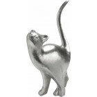 Statuette chat argent en résine taille 2