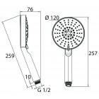 Douchette chromé ø 120 mm 5 jets différents