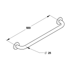 Barre droite 500mm, inox chromé (sans vis) Diamètre 25 mm - PRESTO -60577