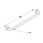Barre droite 600 mm, inox chromé (sans vis) Diamètre 25 mm - PRESTO -60577