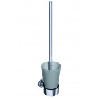Brosse wc mural en laiton chromé avec récptacle verre dépoli support serie miami à fixer ou à coller  Brosse wc mural en laiton chromé avec récptacle verre dépoli support serie miami à fixer ou à coller