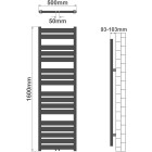 Radiateur sèche-serviettes salle de bain montage mural 160 x 50 cm anthracite