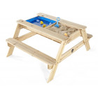 Table de pique-nique avec bac à sable et bac à eau intégré
