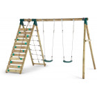 Portique en bois avec mur d'escalade