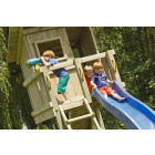 Aire de jeux en bois beach hut avec rampe d'escalade