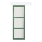 Porte coulissante vitrée verte - vitrages depoli h204 x l83 + rail alu  et 2 coquilles posees - gd menuiseries