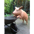 Cochon rose debout en résine 133 cm