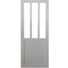 Porte coulissante atelier blanc vitre depoli h204 x l83 et 2 coquilles gd menuiseries