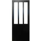 Porte coulissant atelier noir vitrage transparent h204 x l93 + 2 coquilles - gd menuiseries