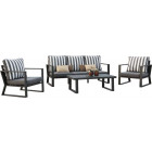 Salon de jardin en aluminium gris noir boli