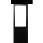 Porte coulissant atelier noir h204 x l73 sans meneau + rail alu bandeau noir et 2 coquilles gd menuiseries