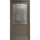 Porte d'entrée bois vitrée, elsie, vert ral7002, h.215xl.90 p.gauche cote tableau gd menuiseries