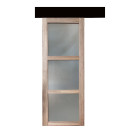 Porte coulissante bois frake vitrage transparent h204 x l83 + rail bandeau noir et 2 coquilles gd menuiseries