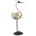 Héron en métal avec pierre