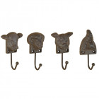 Patère animaux de la ferme en fonte (lot de 4)