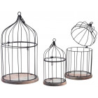 Cages en métal laqué et bois (lot de 3)