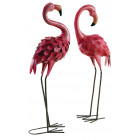 Flamant rose en métal laqué mat (lot de 2)