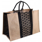 Sac à bûches en jute plastifiée naturel et noir