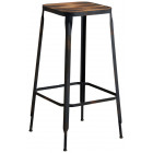 Tabouret de bar industriel en métal et bois